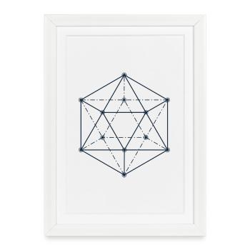 Blue Abstract Geometric Design - Framed poster (27 × 37 cm) - white - Front