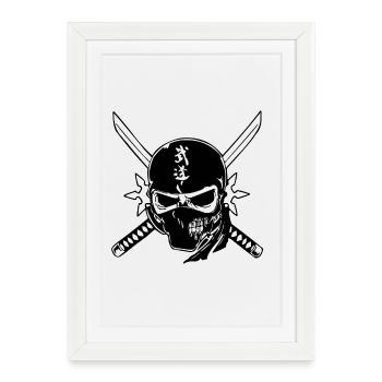 ninja skull - Framed poster (27 × 37 cm) - white - Front