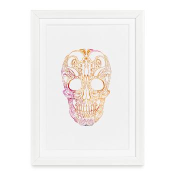Ornement de crâne coloré - Affiche encadrée (27 × 37 cm) - blanc - Devant