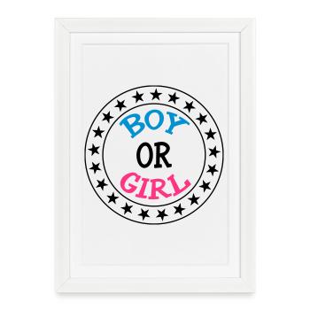 Boy or Girl - Affiche encadrée (27 × 37 cm) - blanc - Devant