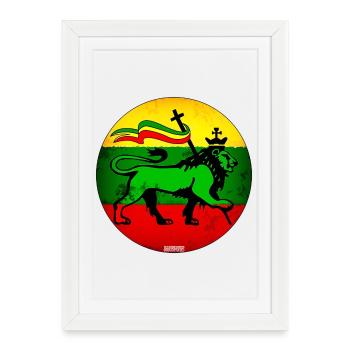 Lion Judah Reggae Flag - Framed poster (27 × 37 cm) - white - Front