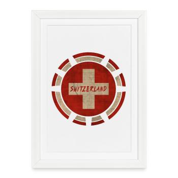 Cercle Suisse / Cadeau Drapeau de la Suisse - Affiche encadrée (27 × 37 cm) - blanc - Devant