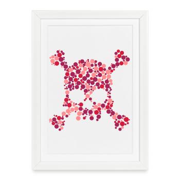 Skull Design with Vibrating Circles - Framed poster (27 × 37 cm) - white - Front
