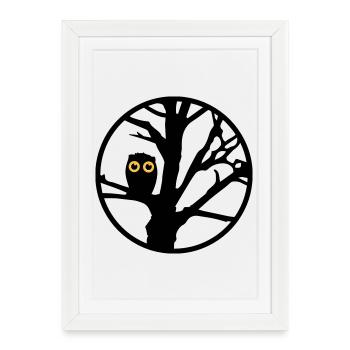 An owl sitting on a tree - Framed poster (27 × 37 cm) - white - Front