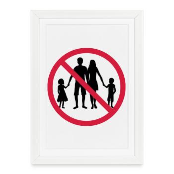 famille interdit zone de bouclier pas d'enfants frères et soeurs - Affiche encadrée (27 × 37 cm) - blanc - Devant