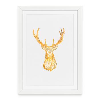 Tête de cerf - Affiche encadrée (27 × 37 cm) - blanc - Devant