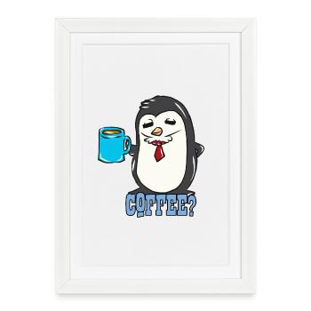 manchot - Affiche encadrée (27 × 37 cm) - blanc - Devant