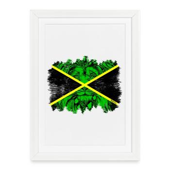 Neon Jamaica Jungle Flag - Framed poster (27 × 37 cm) - white - Front