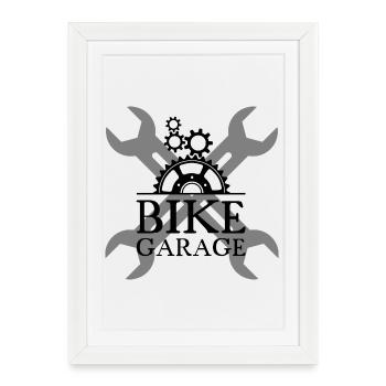 Bike Garage Bicycle Screwdriver Bicycle Symbol - Framed poster (27 × 37 cm) - white - Front