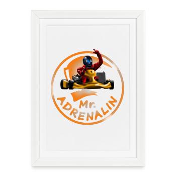 Karting Mr. Adrenalin - Affiche encadrée (27 × 37 cm) - blanc - Devant