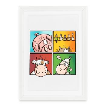 Funny Farm - Animaux - Affiche encadrée (27 × 37 cm) - blanc - Devant
