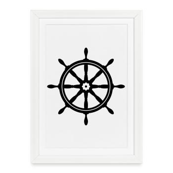 bateau roue - Affiche encadrée (27 × 37 cm) - blanc - Devant