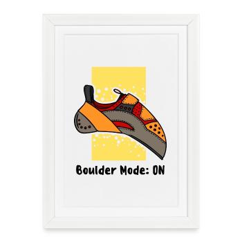 Boulder Boulderer climbing rock climbing mountain sports - Framed poster (27 × 37 cm) - white - Front