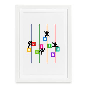 Bloc escalade alpinisme énonciation drôle sport - Affiche encadrée (27 × 37 cm) - blanc - Devant