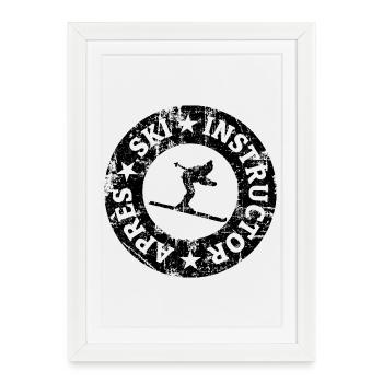 Après-Ski Instructor Wintersport Qualitätssiegel - Gerahmtes Poster (27 × 37 cm) - Weiß - Vorne