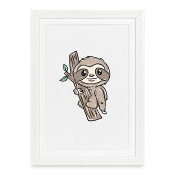 Slow sloth on tree - Framed poster (27 × 37 cm) - white - Front