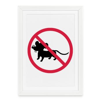 interdit panneau zone pas souris symbole maeuschen s - Affiche encadrée (27 × 37 cm) - blanc - Devant