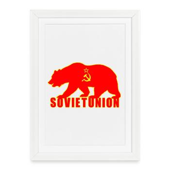 Union soviétique ours avec drapeau - Affiche encadrée (27 × 37 cm) - blanc - Devant