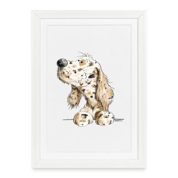 English Setter Dog Motive I Comic Dog Gift - Framed poster (27 × 37 cm) - white - Front