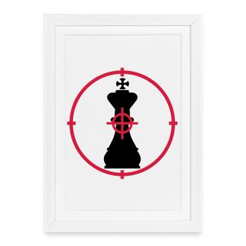 Chess / Echecs / Stratégie / Dames / Geek - Affiche encadrée (27 × 37 cm) - blanc - Devant
