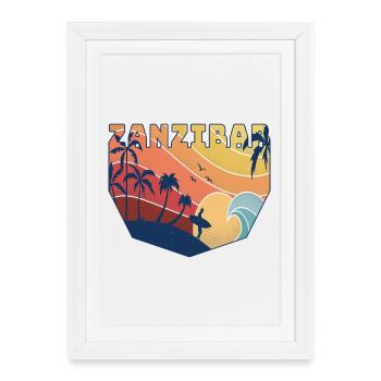 Zanzibar surfeur design / cadeau - Affiche encadrée (27 × 37 cm) - blanc - Devant