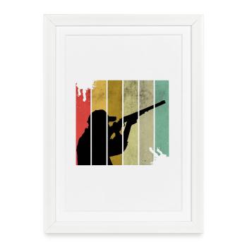 Hunting Hunters Retro - Framed poster (27 × 37 cm) - white - Front