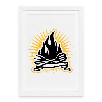 Grill accessories and grill flames - Framed poster (27 × 37 cm) - white - Front