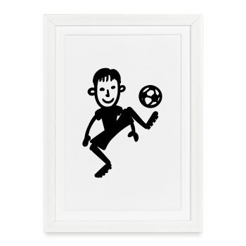 Joueur de football kicker football jeu drôle - Affiche encadrée (27 × 37 cm) - blanc - Devant