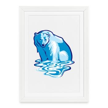 Ours polaire qui fond - Affiche encadrée (27 × 37 cm) - blanc - Devant