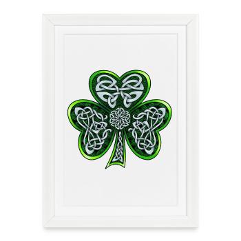 Shamrock celtique - Affiche encadrée (27 × 37 cm) - blanc - Devant