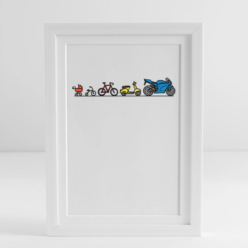Motorcycle motorbikes evolution development bikers Framed poster (27 × 37 cm)