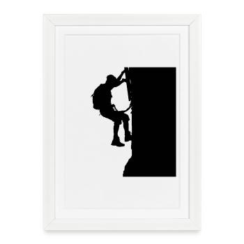 Via Ferrata Walker Silhouette Noir - Affiche encadrée (27 × 37 cm) - blanc - Devant