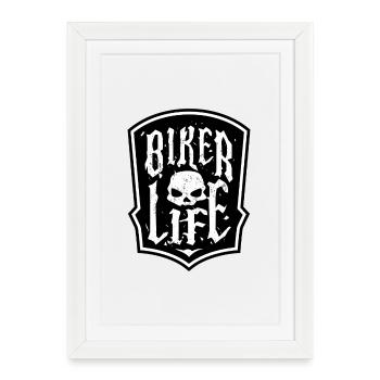 Biker motorcycle motorcycles skull statement - Framed poster (27 × 37 cm) - white - Front