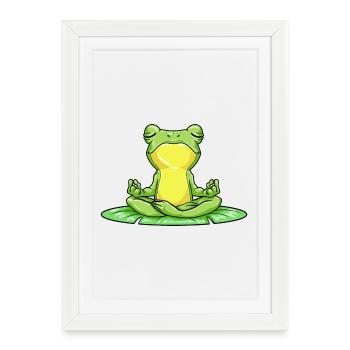 Frog Yoga Fitness Meditation - Framed poster (27 × 37 cm) - white - Front