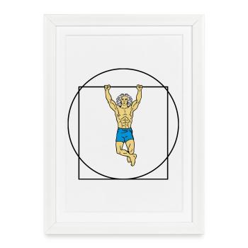 L'homme de Vitruve en force (Color) - Affiche encadrée (27 × 37 cm) - blanc - Devant