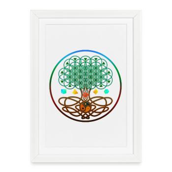 Arbre de vie, arbre de vie, géométrie sacrée - Affiche encadrée (27 × 37 cm) - blanc - Devant