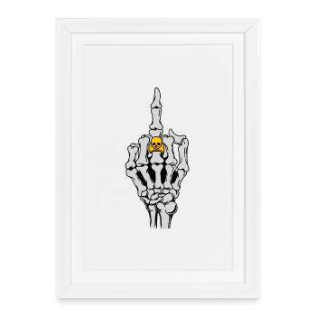 Rock musique rocker heavy metal hard rock squelette - Affiche encadrée (27 × 37 cm) - blanc - Devant