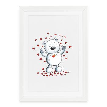 Polar Bear With Hearts I Polar Bear Love - Framed poster (27 × 37 cm) - white - Front