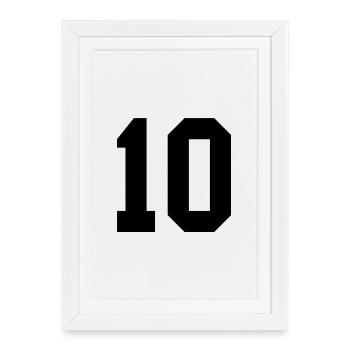 Design numéroté 10 – Style Sportif Block - Affiche encadrée (27 × 37 cm) - blanc - Devant