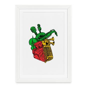 Reggae Reggae Music Reggaeton Jamaica Jam Music - Affiche encadrée (27 × 37 cm) - blanc - Devant