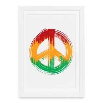 Reggae love peace peace Jamaica Reggaeton - Affiche encadrée (27 × 37 cm) - blanc - Devant