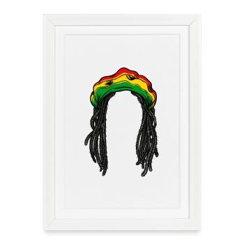 Rasta Rastafarian Reggae Jamaica Chilling Hair Jah - Affiche encadrée (27 × 37 cm) - blanc - Devant
