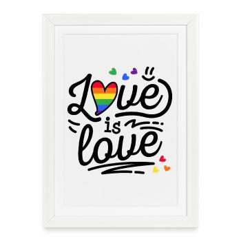 Tolérance Lgbt drapeau arc-en-ciel Gay Fierté Mariage - Affiche encadrée (27 × 37 cm) - blanc - Devant