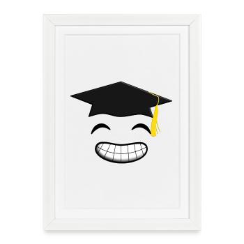 Etude Terminée Heureux Happy Bachelor Mastère - Affiche encadrée (27 × 37 cm) - blanc - Devant