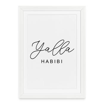 Yalla Habibi Arabe musulman Trésor Islam cadeau - Affiche encadrée (27 × 37 cm) - blanc - Devant