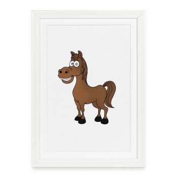 Cheval drôle - Affiche encadrée (27 × 37 cm) - blanc - Devant