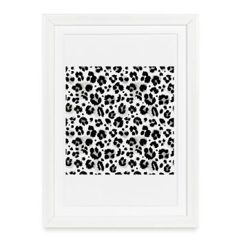 Motif noir et blanc imprimé animalier facile d’entretien - Affiche encadrée (27 × 37 cm) - blanc - Devant