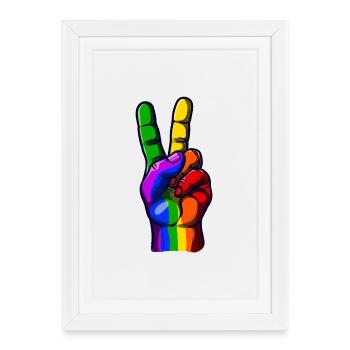 Égalité des droits humains des lesbiennes gays - Affiche encadrée (27 × 37 cm) - blanc - Devant