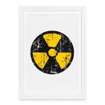 Icône Radiation Grunge Symbole d’Alerte Nucléaire - Affiche encadrée (27 × 37 cm) - blanc - Devant