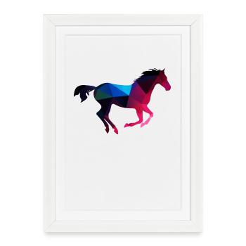 Cheval chevaux cavalier ride animal galop poulain Heng - Affiche encadrée (27 × 37 cm) - blanc - Devant